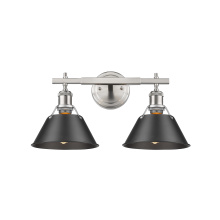 Golden 3306-BA2 PW-BLK - Yep by Golden Lighting Orwell 2-light Vanity in Pewter and Matte Black shade